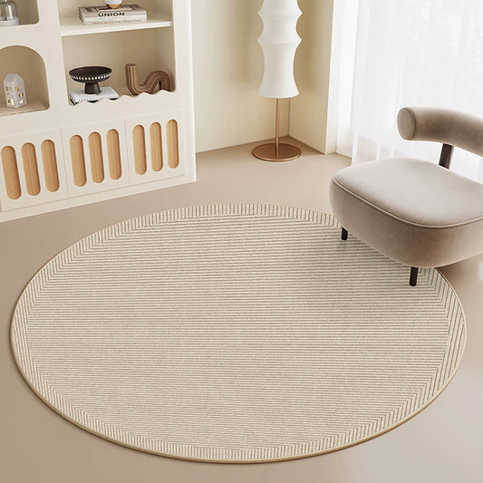 Modern Round Faux Wool Rug - Non-Slip & Washable Area Carpet for Living Room