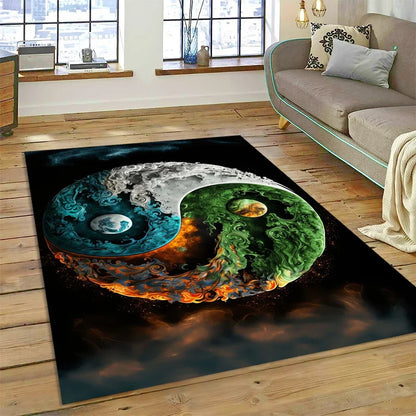 3D Yin Yang Tai Chi Rug - Meditation Area Carpet for Zen Living Room & Bedroom Decor