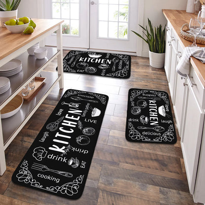 Washable Kitchen Mat with Sponge Comfort - Absorbent, Non-Slip & Waterproof Floor Rug