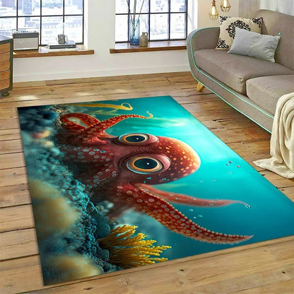 3D Dolphin Area Rug for Kids Room | Underwater World Theme | Non-Slip Playmat