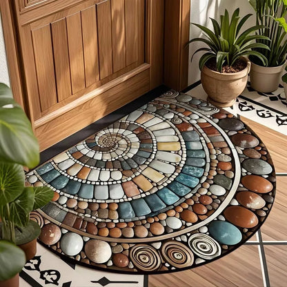 Semi-Circle Crystal Velvet Doormat - Plush, Non-Slip & Wear-Resistant Entrance Mat