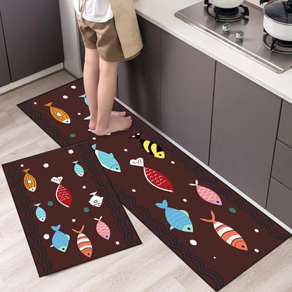 Cartoon Animal Runner Rug - Long, Non-Slip & Absorbent for Bedroom & Kitchen