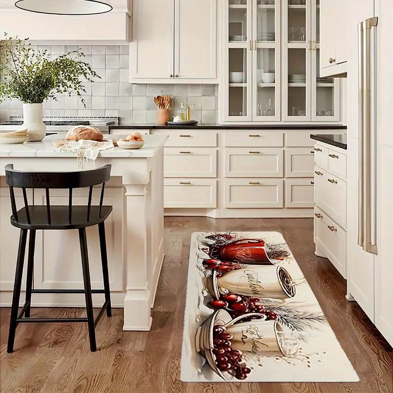 Thanksgiving Doormat - Autumn Festive Rug for Kitchen & Entrance, Easy to Clean
