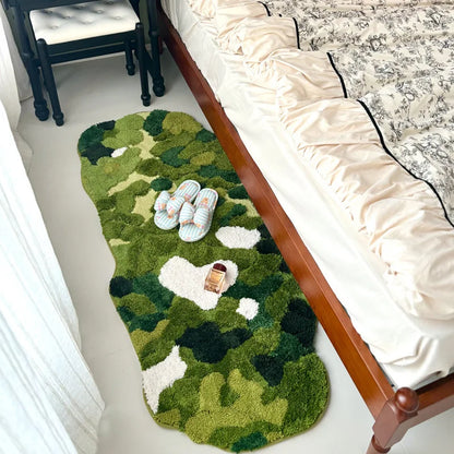 Forest Moss Flocking Bath Mat, Ultra Soft Non-Slip Bathroom Rug, Absorbent Bedside Carpet, Luxury Bedroom Floor Mat for Home Decor