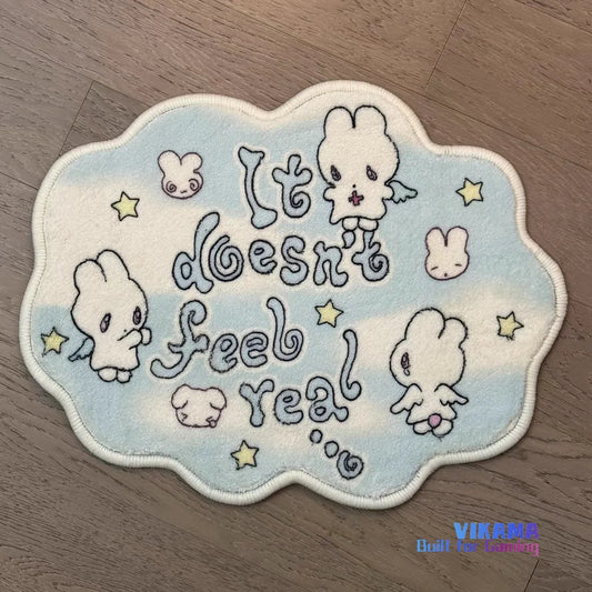 Cute Girl & Heart Print Rug - Soft Faux Cashmere Carpet for Bedroom & Nursery