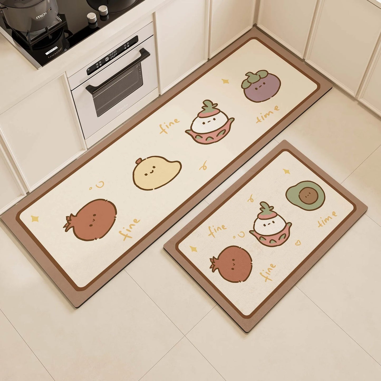 Oil-Resistant Kitchen Mat 2-Piece Set - Anti-Slip & Easy Wipe Clean