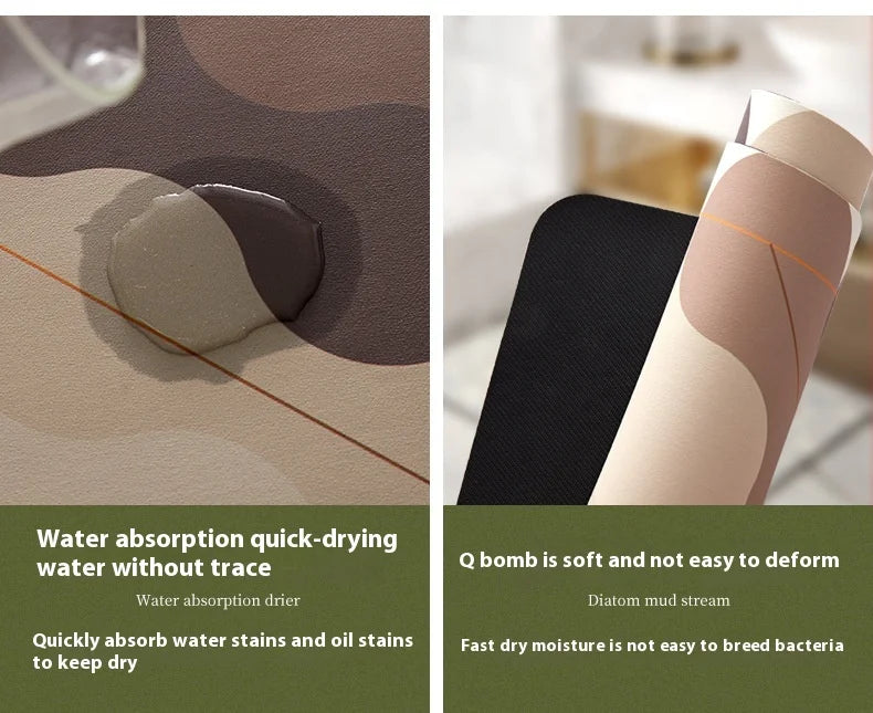 Washable Diatomite Kitchen Mat - Oil & Water Repellent, Super Absorbent