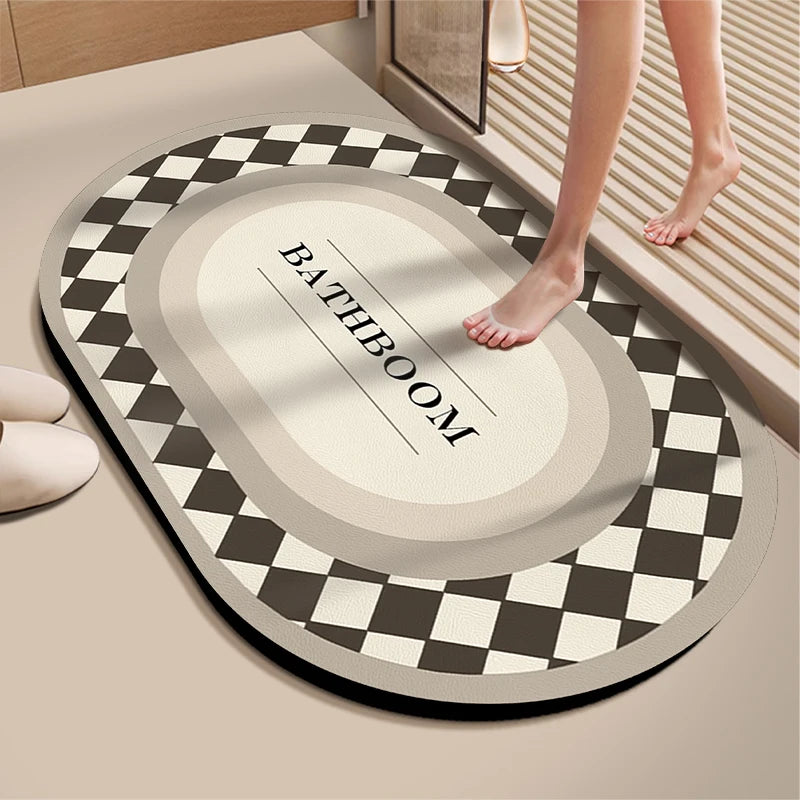 Diatomite Bath Mat - Super Absorbent & Non-Slip Foot Mat for Bathroom and Toilet