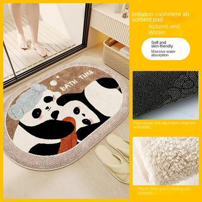Panda Plush Bath Mat - Super Absorbent & Non-Slip Faux Cashmere Rug