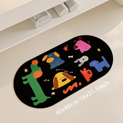 Summer Cartoon Diatomite Bath Mat - Quick-Dry, Absorbent & Non-Slip