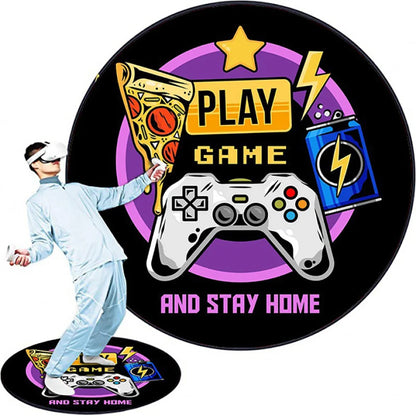 Round VR Game Theme Rug - Loop Pile, Washable & Stain-Resistant Gaming Carpet