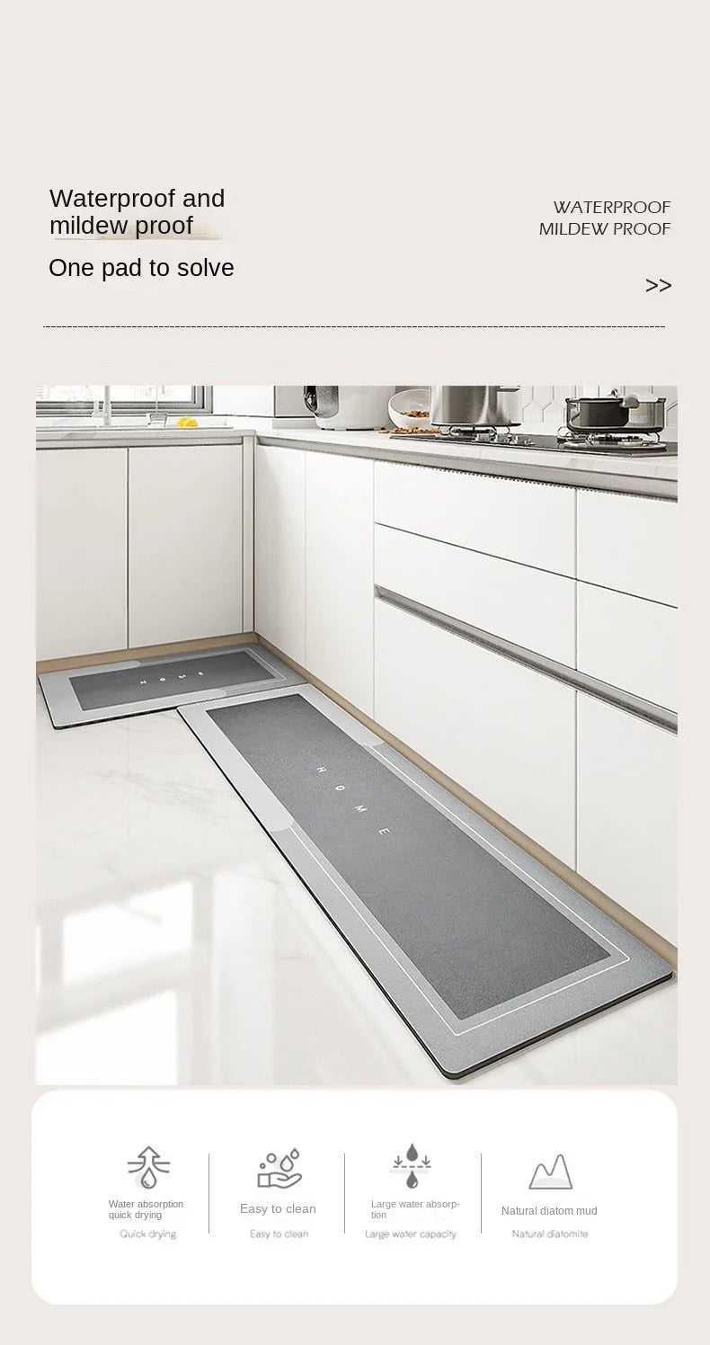 Modern Diatomite Kitchen Mat - Oil Resistant, Non-Slip & Easy to Clean