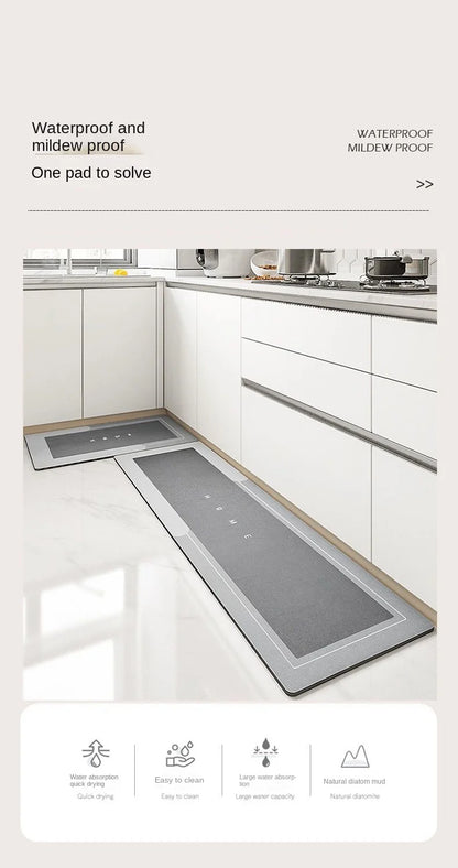 Modern Diatomite Kitchen Mat - Oil Resistant, Non-Slip & Easy to Clean