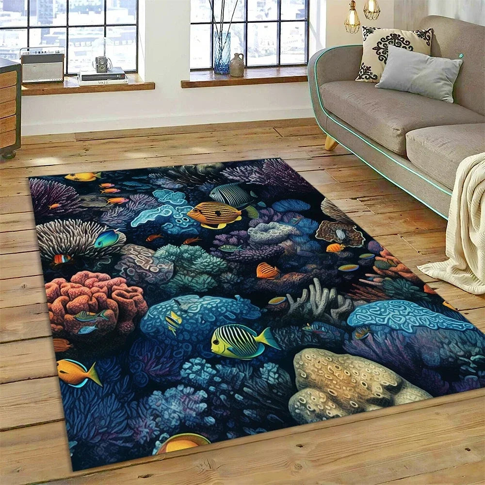3D Dolphin Area Rug for Kids Room | Underwater World Theme | Non-Slip Playmat