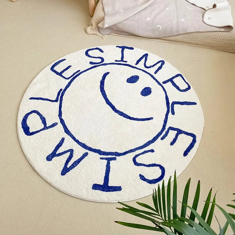 Smiling Face Round Rug - Soft & Comfortable Floor Mat for Living Room and Study