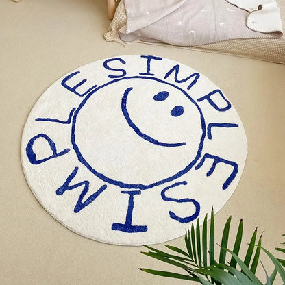 Smiling Face Round Rug - Soft & Comfortable Floor Mat for Living Room and Study