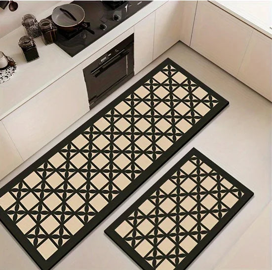 Light Luxury Diatomite Kitchen Mat 2-Piece Set - Absorbent & Anti-Slip Runner Rugs