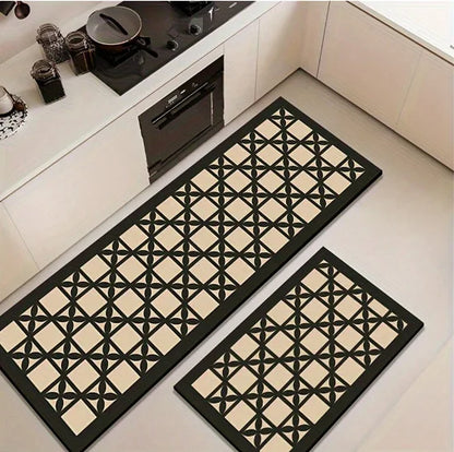 Light Luxury Diatomite Kitchen Mat 2-Piece Set - Absorbent & Anti-Slip Runner Rugs