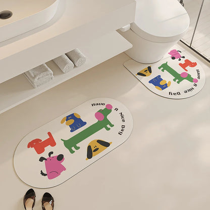 Summer Cartoon Diatomite Bath Mat - Quick-Dry, Absorbent & Non-Slip