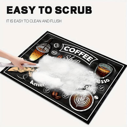 Coffee Machine Mat, Absorbent Counter Protector, Printed Utensil Drying Mat, Kitchen Desktop Drainage Pad, Sink Tray Liner