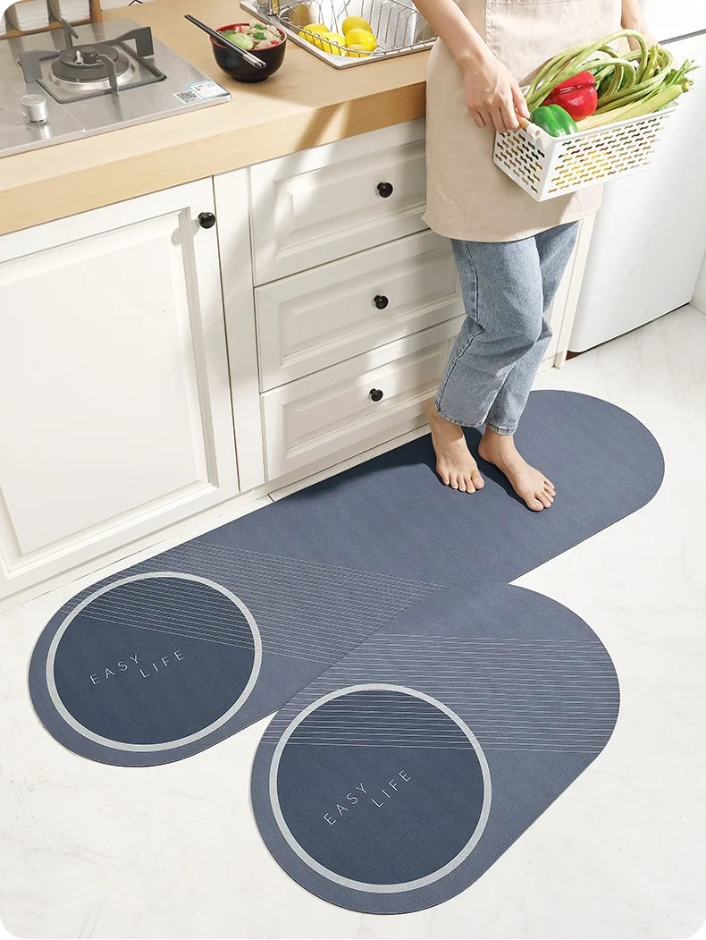 Diatomite Mat 2-Piece Set - Non-Slip & Absorbent for Kitchen Sink & Bathroom