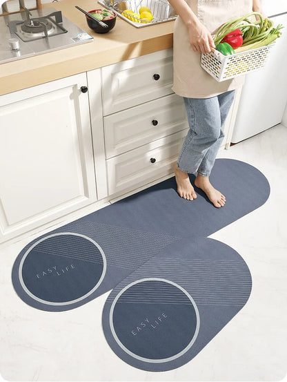 Diatomite Mat 2-Piece Set - Non-Slip & Absorbent for Kitchen Sink & Bathroom
