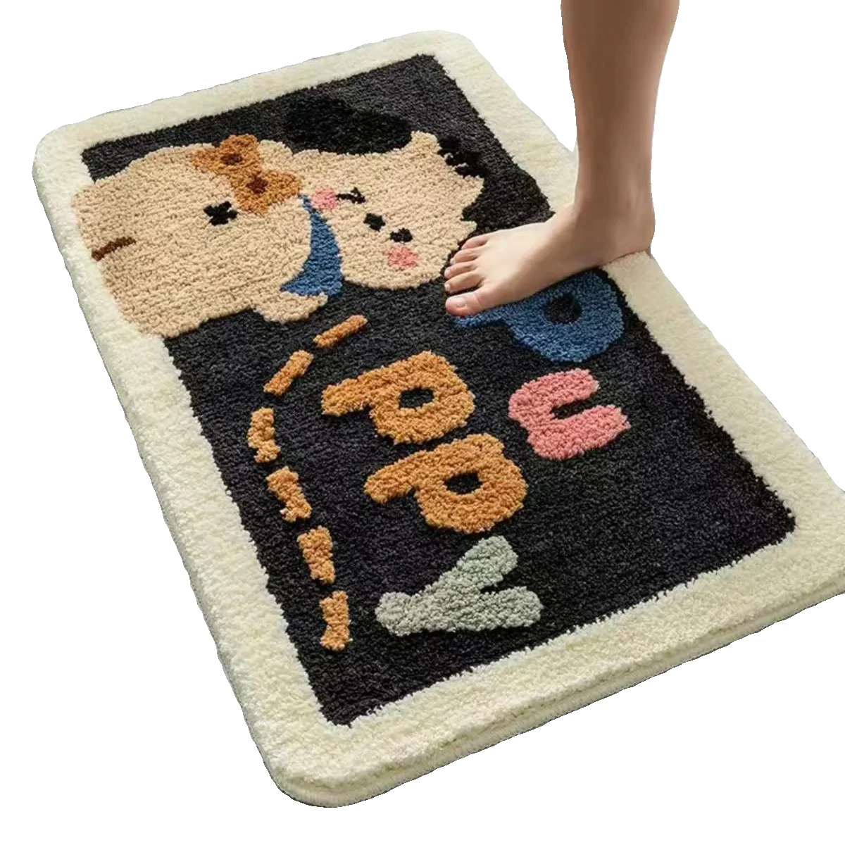 Plush Absorbent Mat - Non-Slip Faux Cashmere Rug for Bathroom & Bedroom Door
