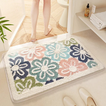 Cute Floral Bath Mat - Super Absorbent, Quick-Dry & Non-Slip Plush Rug