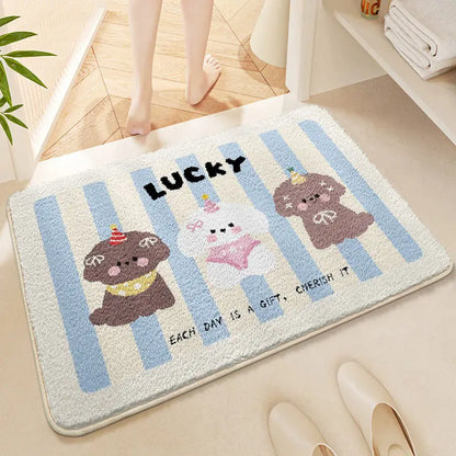 Plush Absorbent Mat - Non-Slip Faux Cashmere Rug for Bathroom & Bedroom Door