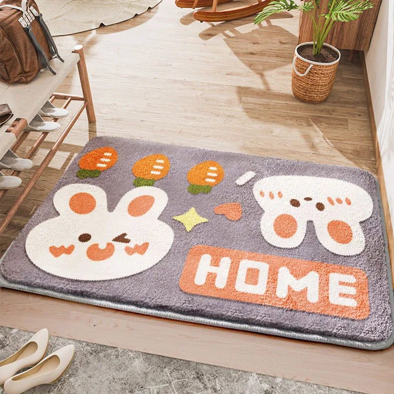 Plush Absorbent Mat - Non-Slip Faux Cashmere Rug for Bathroom & Bedroom Door