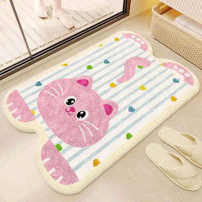 Cartoon Plush Bath Mat - Super Absorbent & Dirt Resistant Faux Cashmere Rug