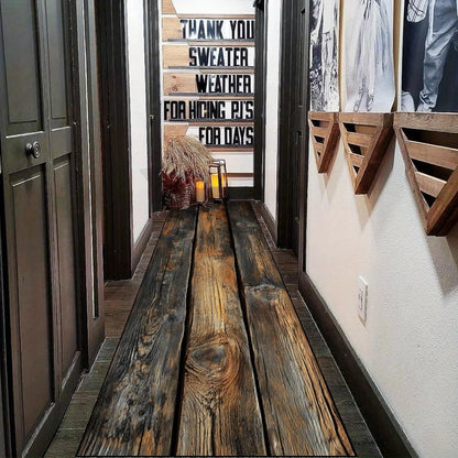 Vintage Wood Grain Runner Rug - Lightweight & Easy Wash for Hallway & Kitchen