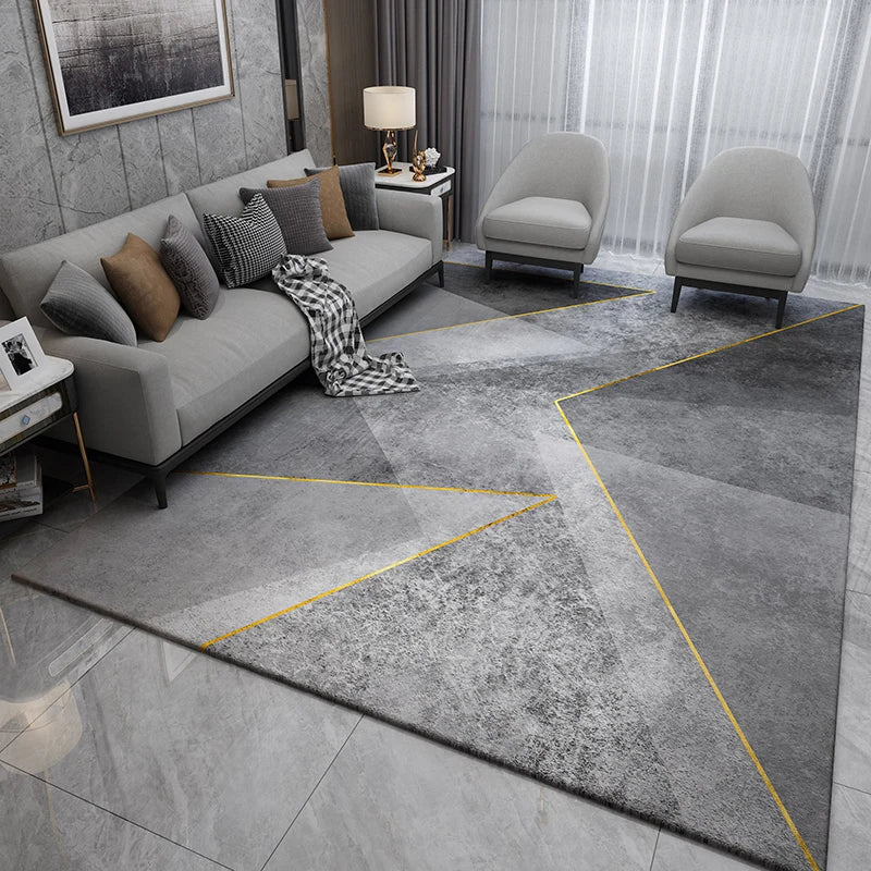 Geometric Living Room Rug - Light Luxury Carpet, Dirt-Resistant & Easy to Clean