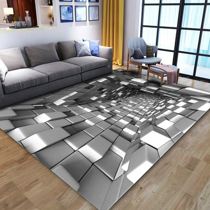 Grid Pattern Washable Rug - Super Soft & Non-Slip Area Carpet for Modern Living Room