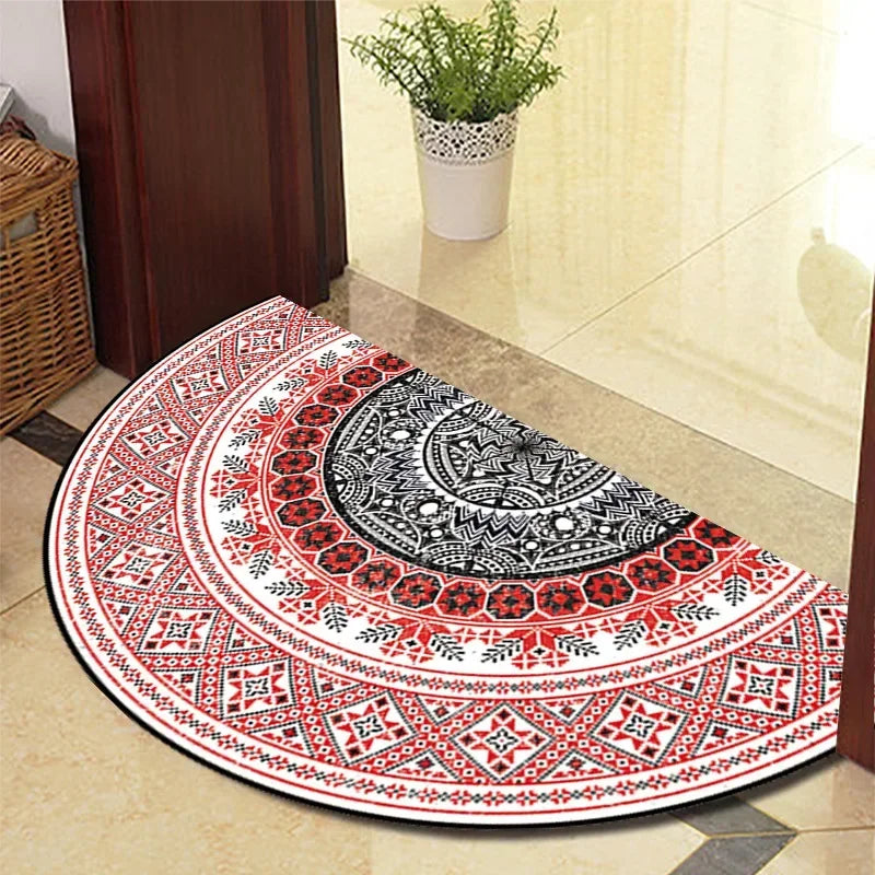 Retro Half-Moon Doormat - Vintage Style Entrance Rug for Living Room & Bedroom