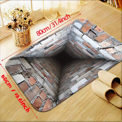 3D Brick Doormat - Non-Slip & Washable Absorbent Rug for Entryway & Bathroom