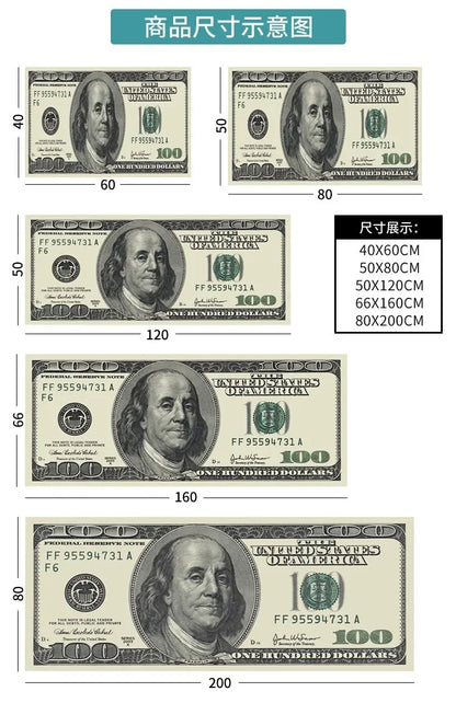 US Dollar Bill Runner Rug - Creative Long Strip Carpet for Hallway & Bedroom