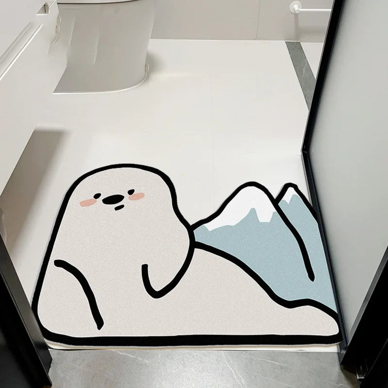 Cartoon Diatomite Bath Mat - Quick-Dry, Absorbent & Non-Slip Kids Bathroom Rug