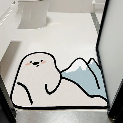 Cartoon Diatomite Bath Mat - Quick-Dry, Absorbent & Non-Slip Kids Bathroom Rug