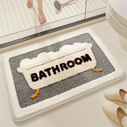 Cartoon Plush Bath Mat - Super Absorbent & Non-Slip Faux Cashmere Rug