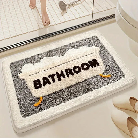 Cartoon Plush Bath Mat - Super Absorbent & Non-Slip Faux Cashmere Rug