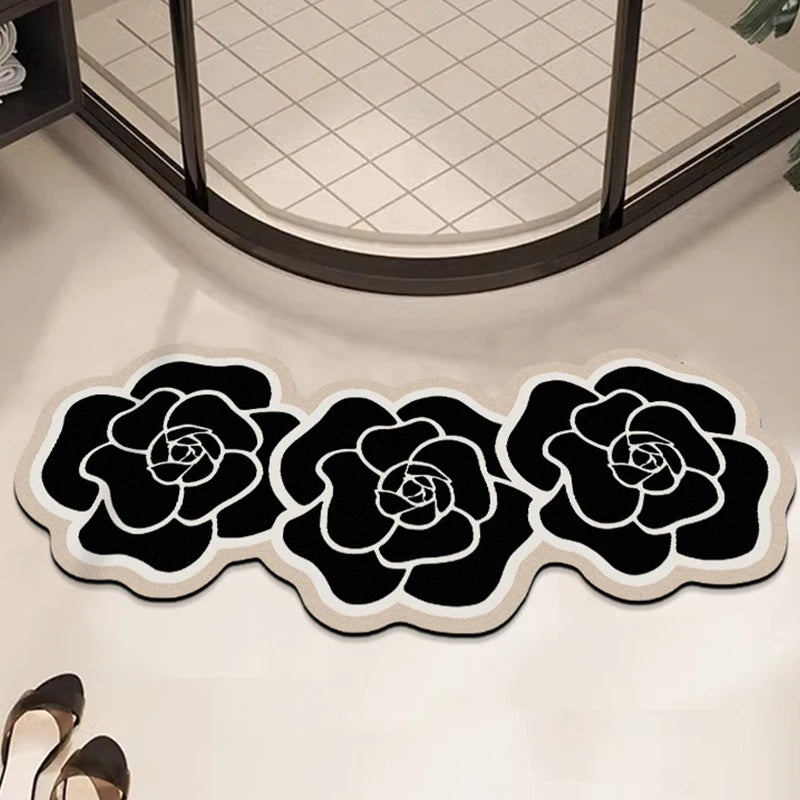Floral Bath Mat Set of 3 - Absorbent & Non-Slip Bathroom Rugs, Light Luxury Decor