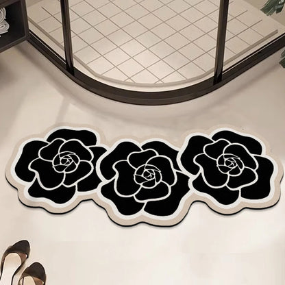 Floral Bath Mat Set of 3 - Absorbent & Non-Slip Bathroom Rugs, Light Luxury Decor