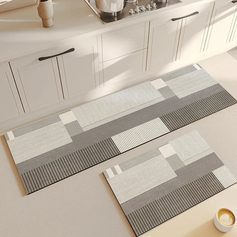 Modern Geometric Diatomite Mat - Absorbent & Non-Slip Floor Pad for Kitchen & Bathroom