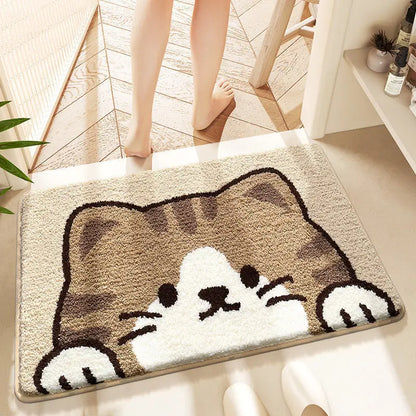 Cute Plush Bath Mat - Super Absorbent & Non-Slip Faux Cashmere Bathroom Rug