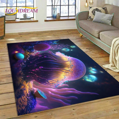 3D Dolphin Area Rug for Kids Room | Underwater World Theme | Non-Slip Playmat
