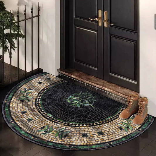 Semi-Circular Marble Doormat - Anti-Slip, Dirt & Wear Resistant Welcome Mat