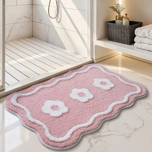 Thick Absorbent Bath Mat - Super Soft & Non-Slip Bathroom Rug for Shower and Toilet