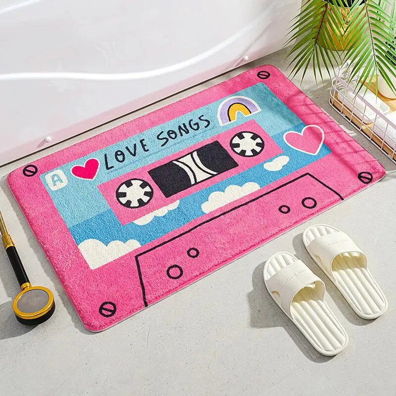 Cartoon Music Tape Doormat - Waterproof & Non-Slip Entrance Mat for Balcony & Bathroom