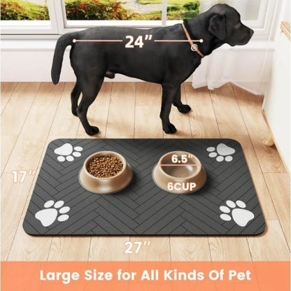 Waterproof Pet Feeding Mat - Oil Resistant, Quick-Dry & Easy Wipe Clean Tray